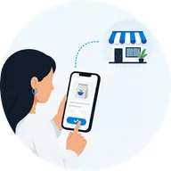 Clienta haciendo un pedido a un negocio local desde la app de Vesli